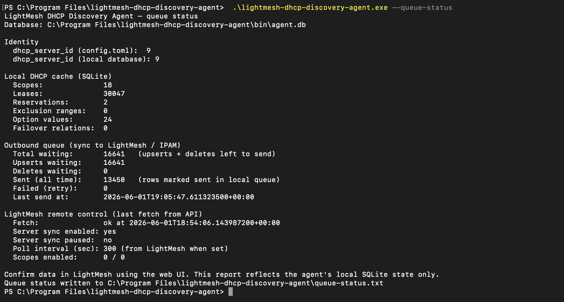 Server Core - &ndash;queue-status 