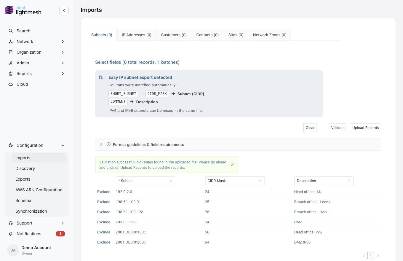 Subnet validation successful