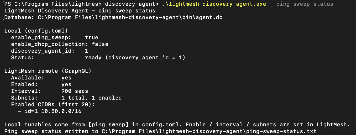 Server Core - –ping-sweep-status